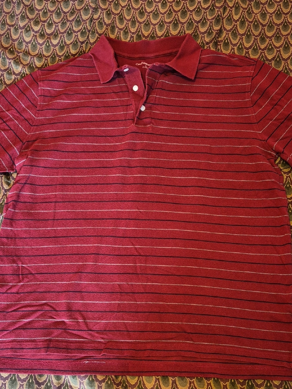 croft & barrow Maroon Striped Polo Shirt